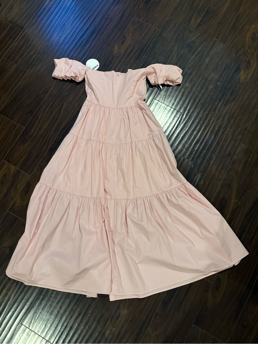 NWT Staud Elio Dress Off shoulder in Strawberry Pink Size 4 - Picture 4 of 6